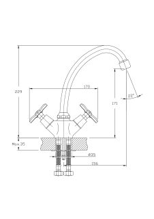 Смеситель для кухонной мойки RUSH Sakhalin (SA5350-22)